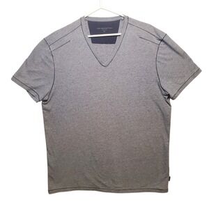 John Varvatos USA Men XXL V Neck T Shirt Heather Gray Linen Cotton Blend 2XL Tee